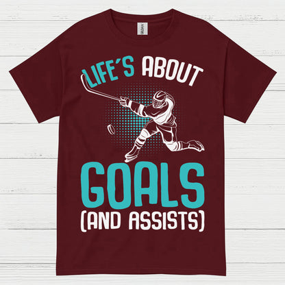 Lifes About Goals And Assists Hockey T-Shirt