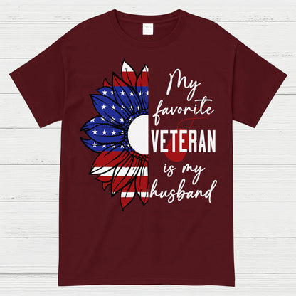My Favorite Veteran Is My Husband Patriotic T-Shirt