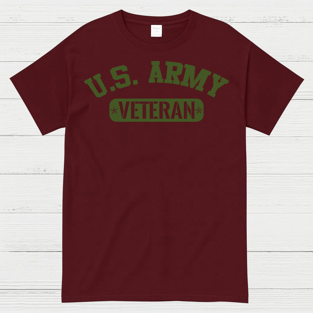 U.S. Army Veteran Military Green Text T-Shirt