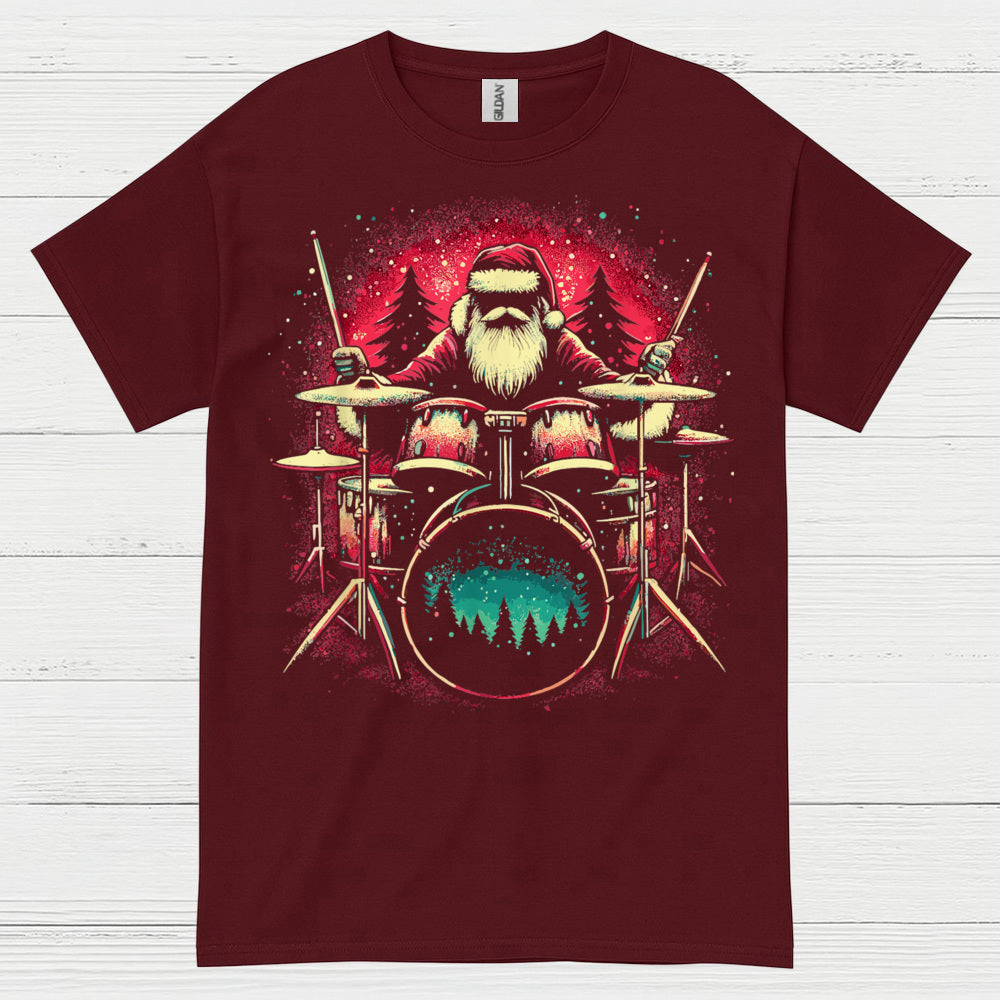 Santa Drummer Christmas T Shirt
