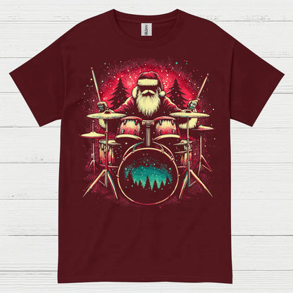 Santa Drummer Christmas T Shirt