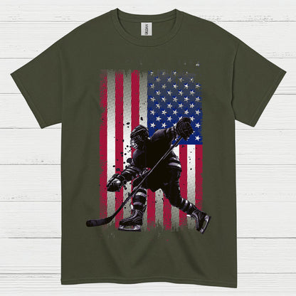 American Flag Hockey Player T-Shirt