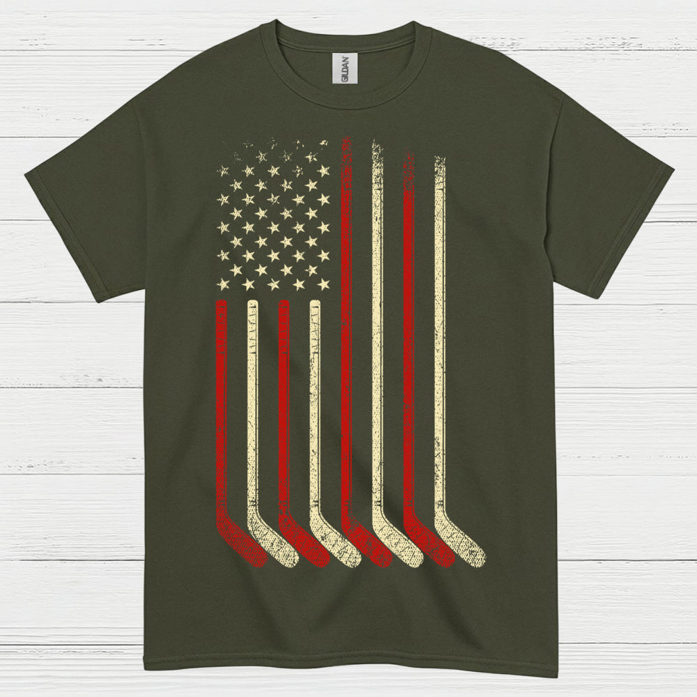 American Flag Hockey Sticks T-Shirt