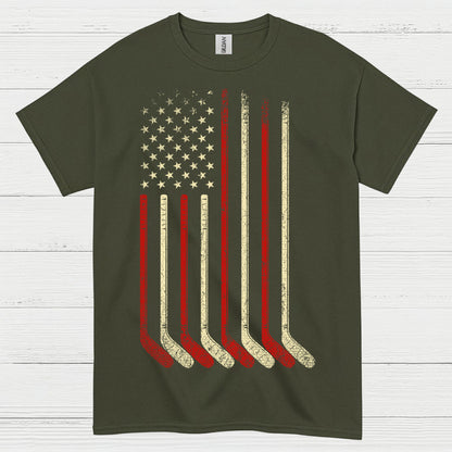American Flag Hockey Sticks T-Shirt