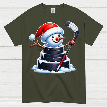 Christmas Snowman Hockey Puck T Shirt