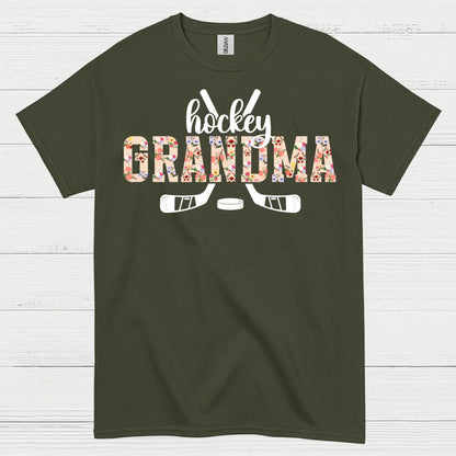 Hockey Grandma Floral Hockey Stick T Shirt