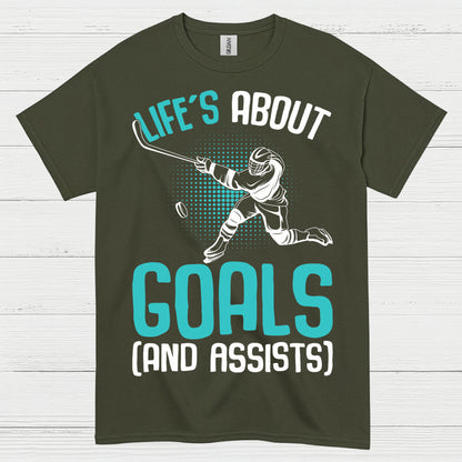 Lifes About Goals And Assists Hockey T-Shirt