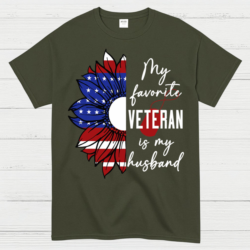 My Favorite Veteran Is My Husband Patriotic T-Shirt