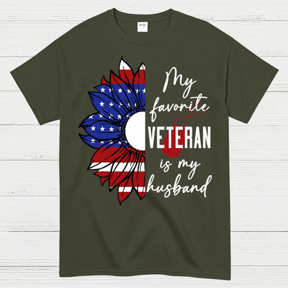My Favorite Veteran Is My Husband Patriotic T-Shirt