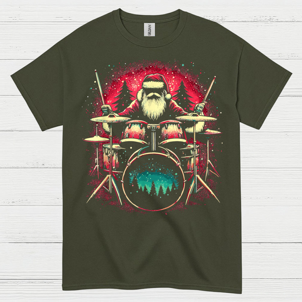 Santa Drummer Christmas T Shirt