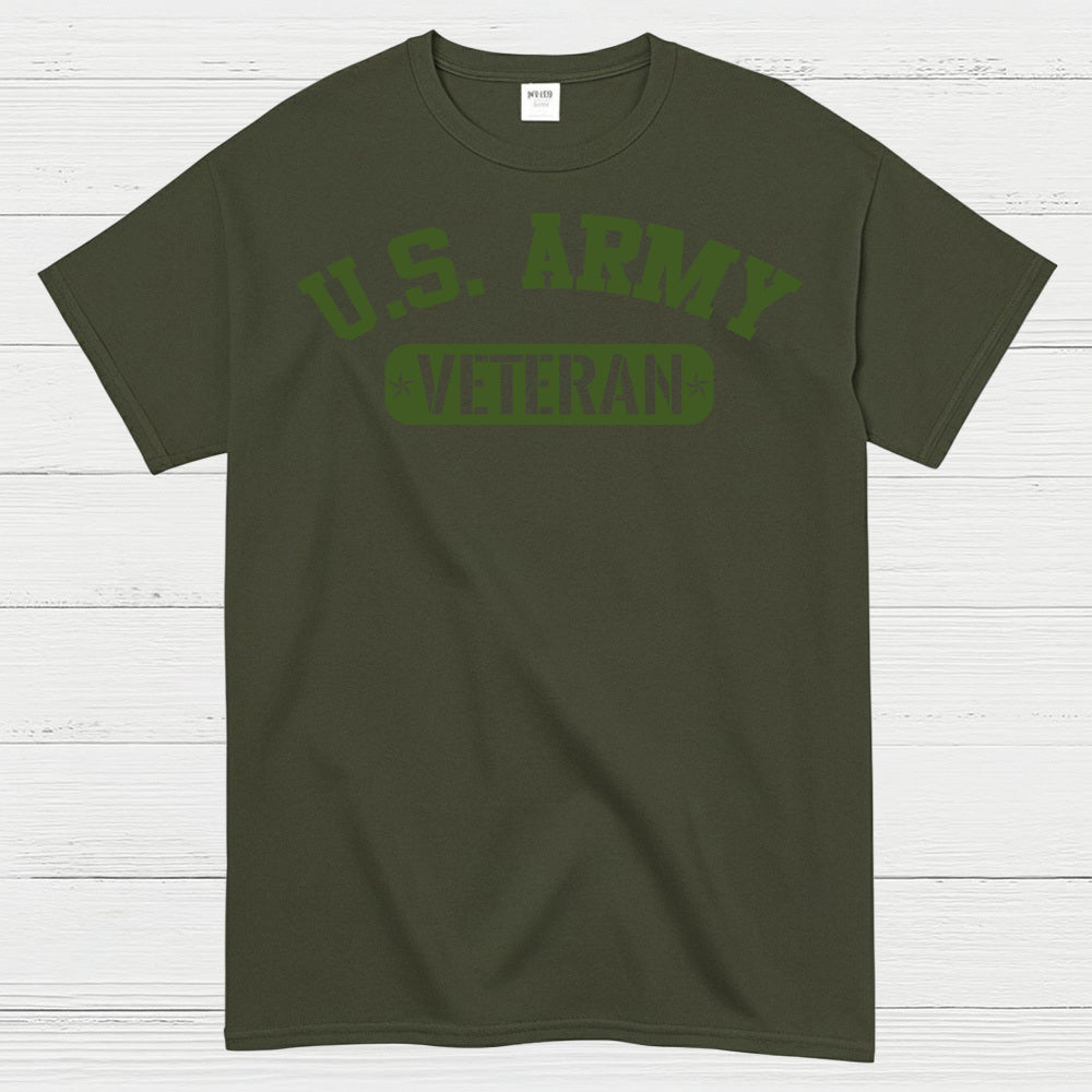 U.S. Army Veteran Military Green Text T-Shirt