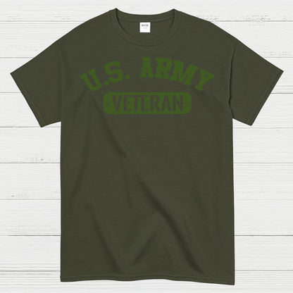 U.S. Army Veteran Military Green Text T-Shirt
