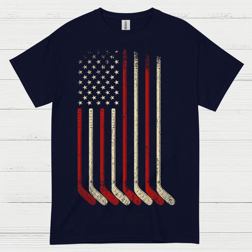 American Flag Hockey Sticks T-Shirt