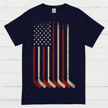 American Flag Hockey Sticks T-Shirt