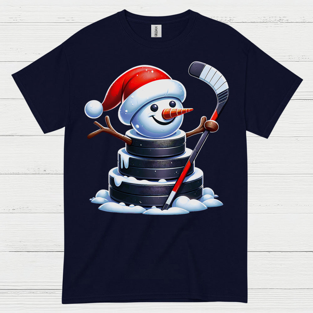 Christmas Snowman Hockey Puck T Shirt