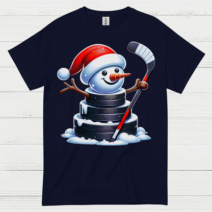 Christmas Snowman Hockey Puck T Shirt
