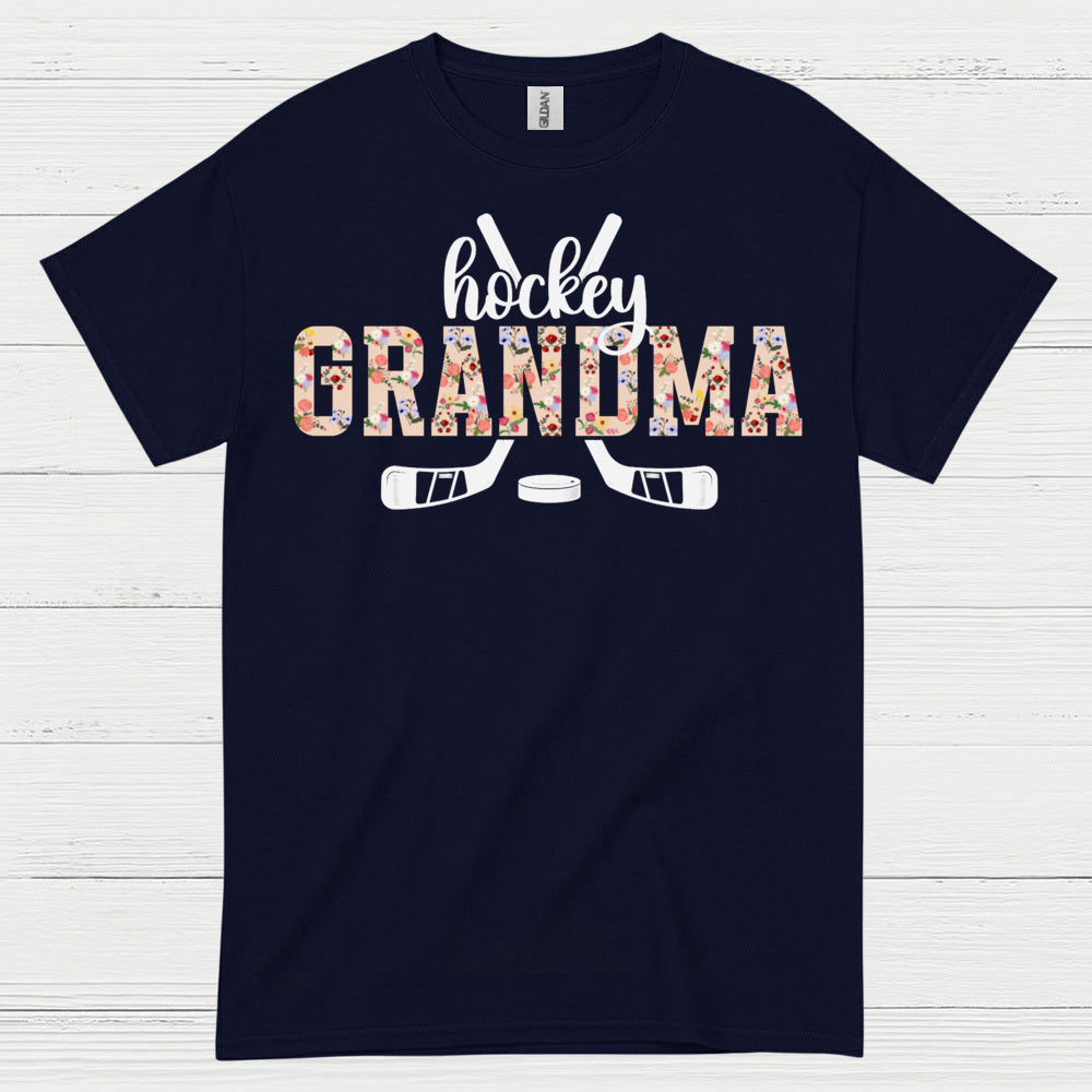 Hockey Grandma Floral Hockey Stick T Shirt