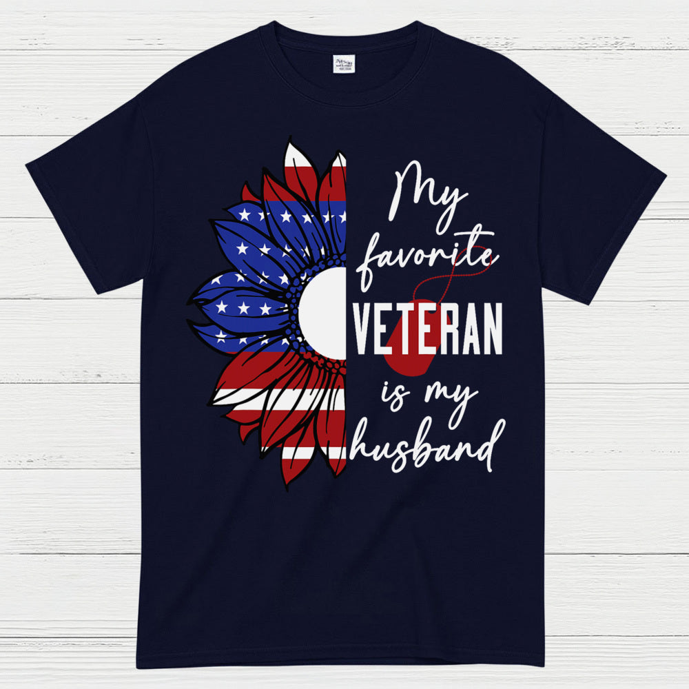 My Favorite Veteran Is My Husband Patriotic T-Shirt
