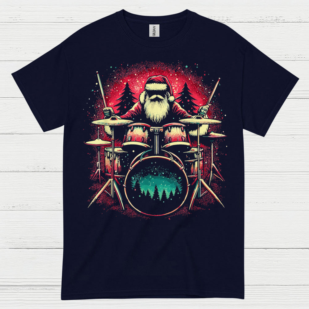 Santa Drummer Christmas T Shirt