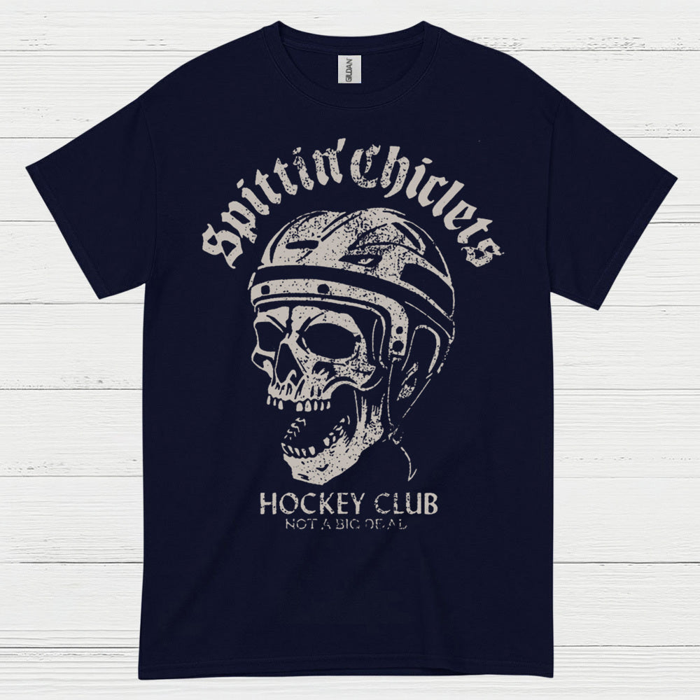 Spittin’ Chiclets Hockey Club T-Shirt – Skull Vintage Style