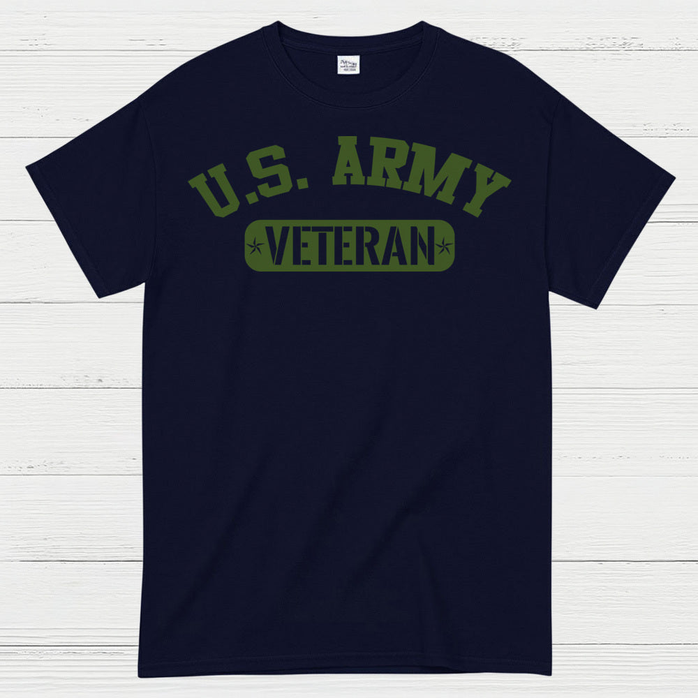 U.S. Army Veteran Military Green Text T-Shirt