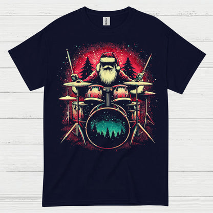 Santa Drummer Christmas T Shirt