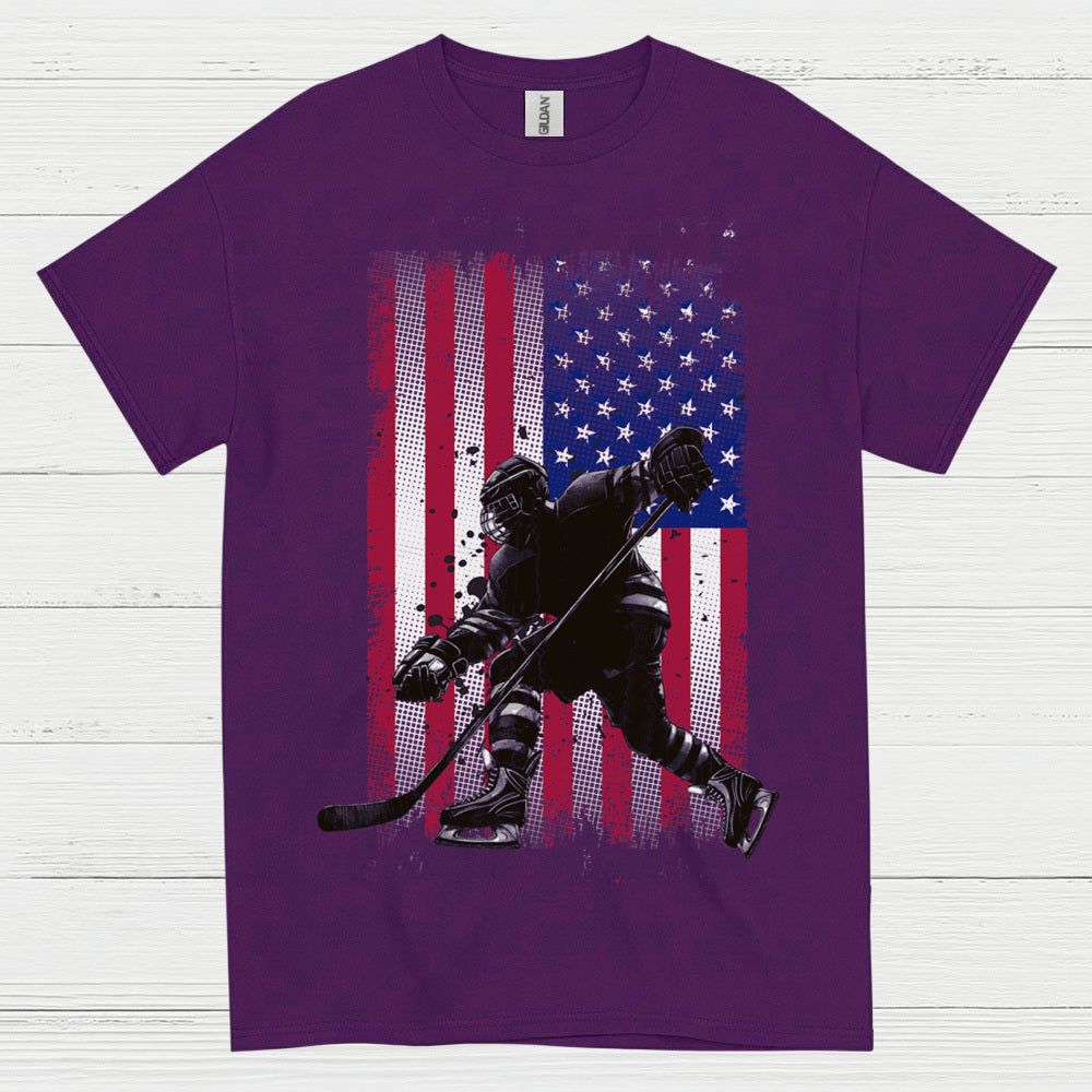 American Flag Hockey Player T-Shirt
