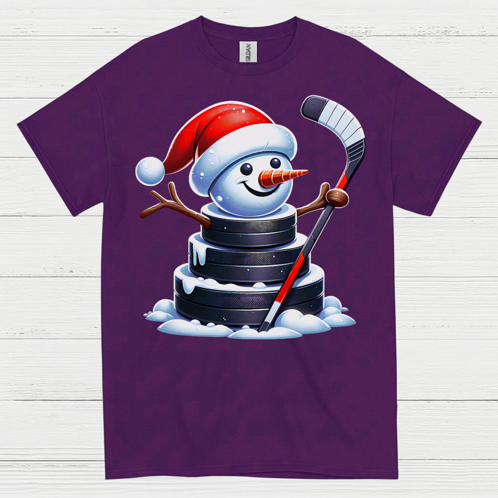 Christmas Snowman Hockey Puck T Shirt