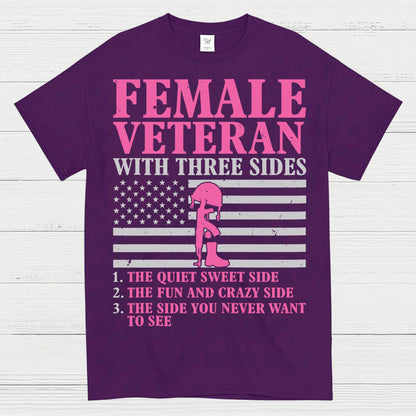 Female Veteran With Three Sides T-Shirt