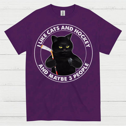 Funny Cat and Hockey T-Shirt I Like Cats and Hockey and Maybe 3 People