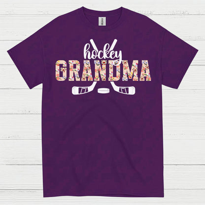 Hockey Grandma Floral Hockey Stick T Shirt