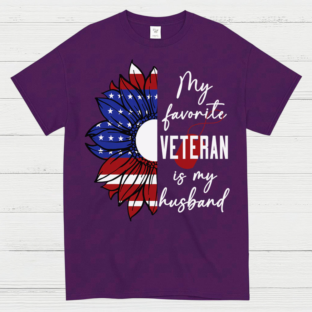 My Favorite Veteran Is My Husband Patriotic T-Shirt