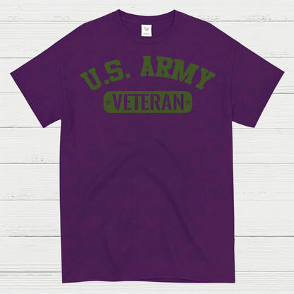 U.S. Army Veteran Military Green Text T-Shirt