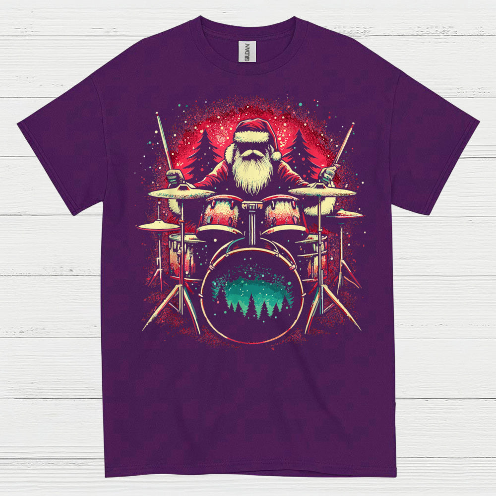 Santa Drummer Christmas T Shirt