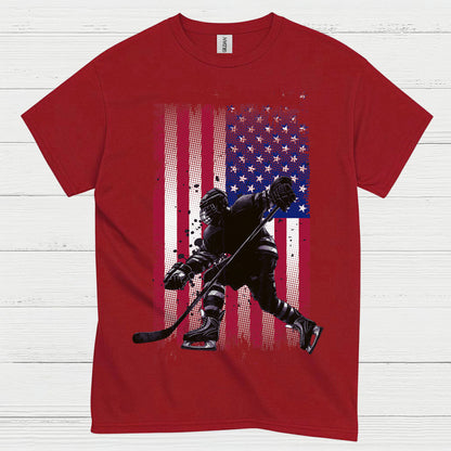 American Flag Hockey Player T-Shirt