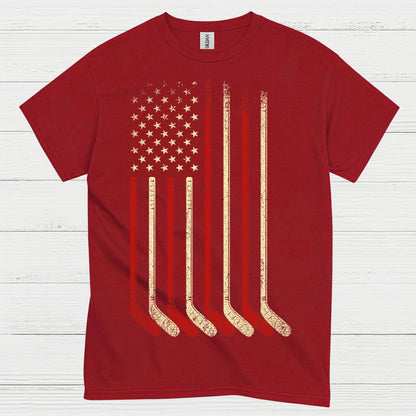 American Flag Hockey Sticks T-Shirt