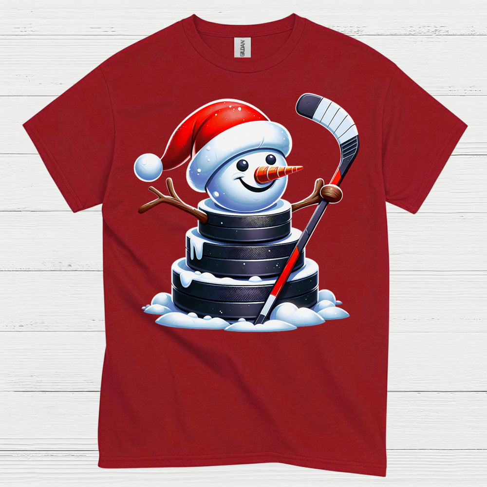 Christmas Snowman Hockey Puck T Shirt