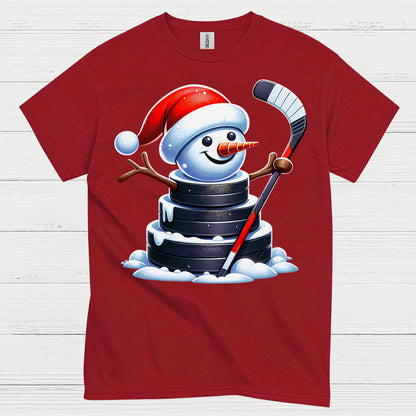 Christmas Snowman Hockey Puck T Shirt