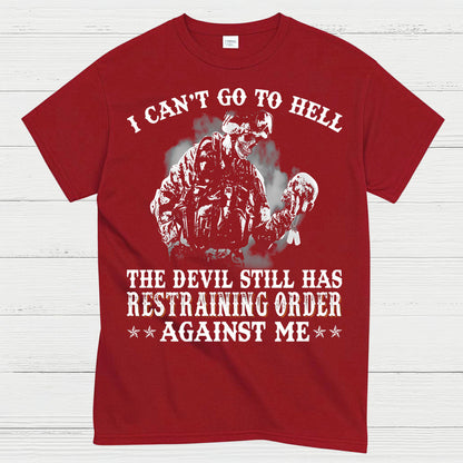 Devil Restraining Order Veteran Funny T-Shirt