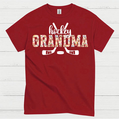 Hockey Grandma Floral Hockey Stick T Shirt