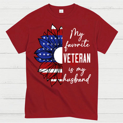 My Favorite Veteran Is My Husband Patriotic T-Shirt