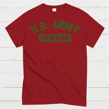 U.S. Army Veteran Military Green Text T-Shirt