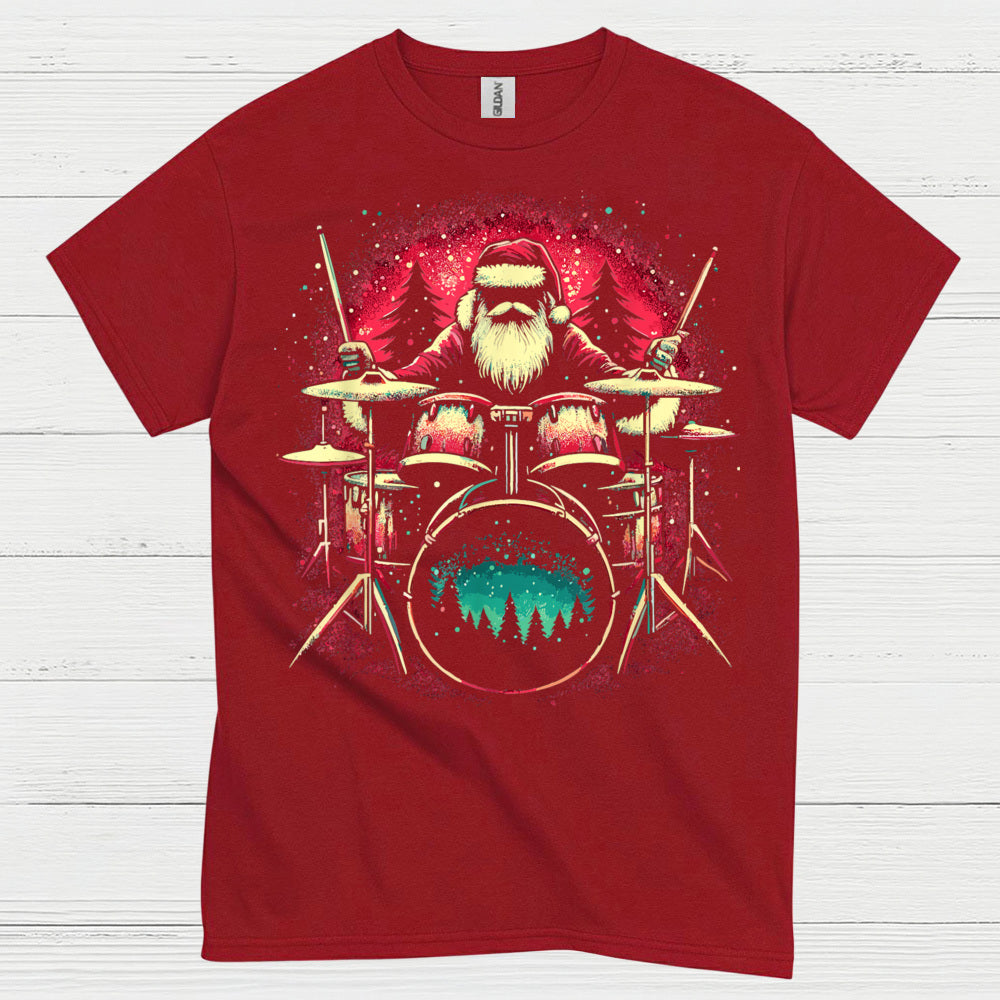 Santa Drummer Christmas T Shirt