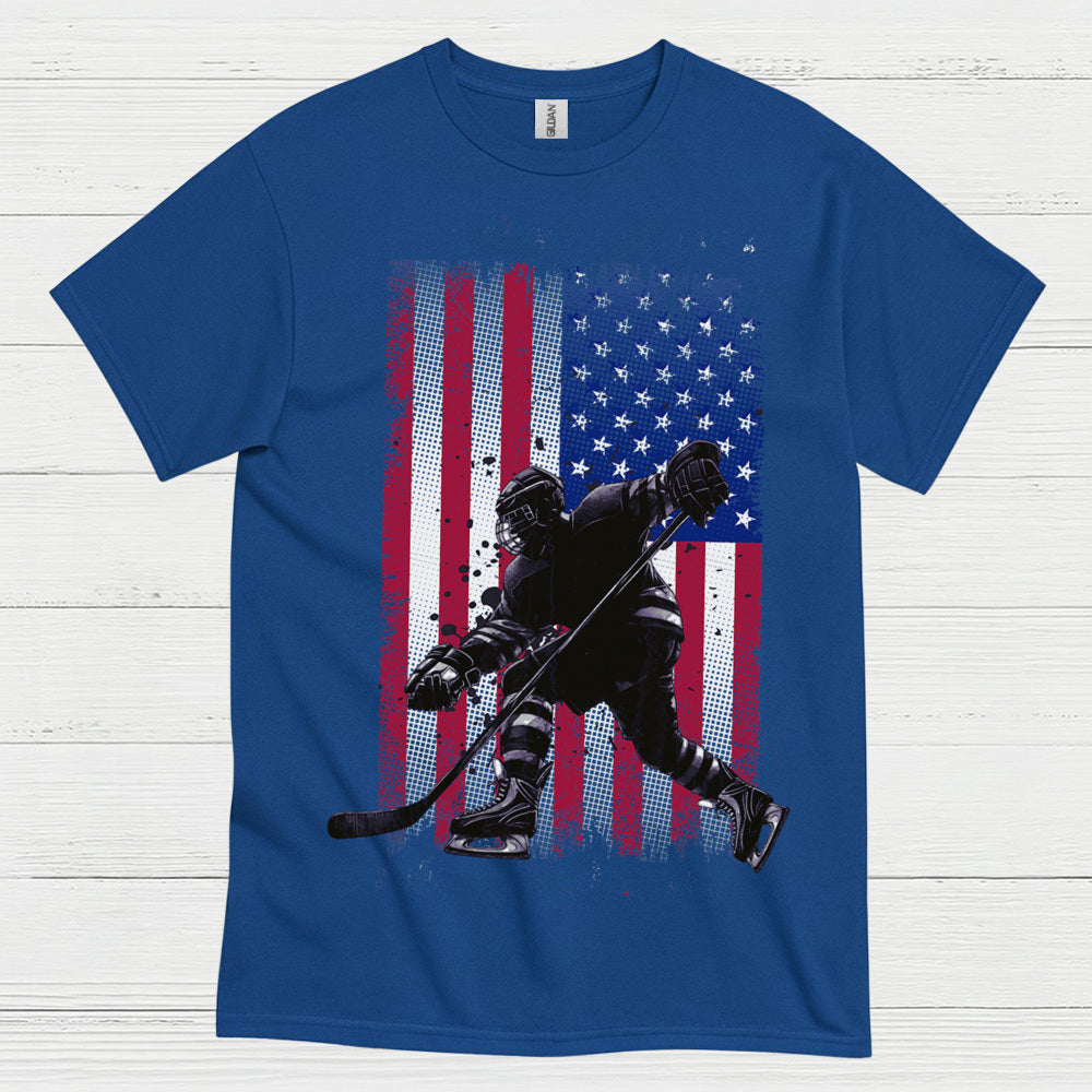 American Flag Hockey Player T-Shirt