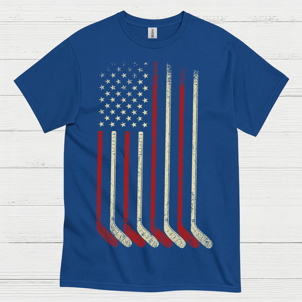 American Flag Hockey Sticks T-Shirt