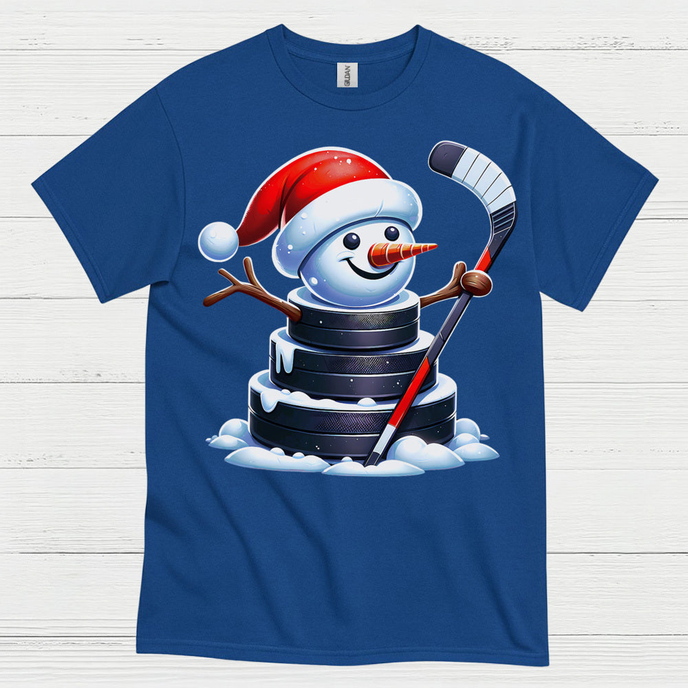 Christmas Snowman Hockey Puck T Shirt