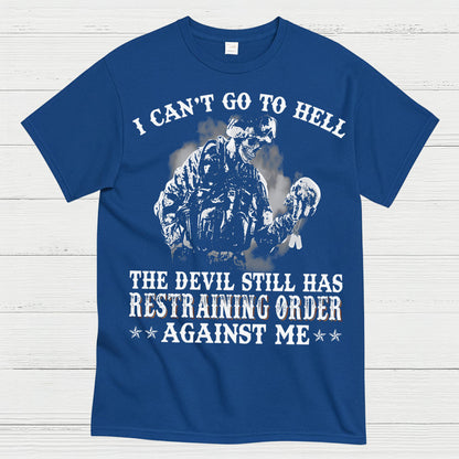 Devil Restraining Order Veteran Funny T-Shirt