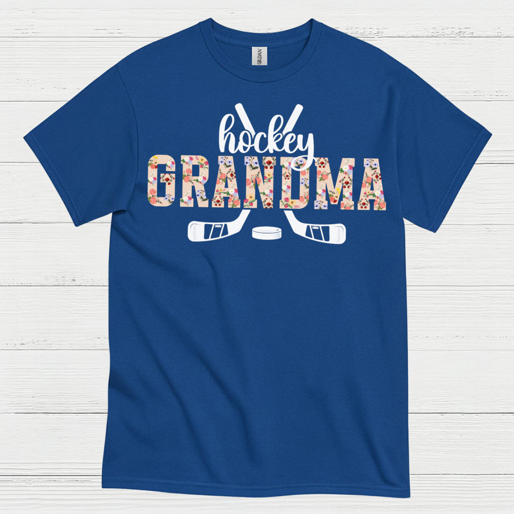 Hockey Grandma Floral Hockey Stick T Shirt