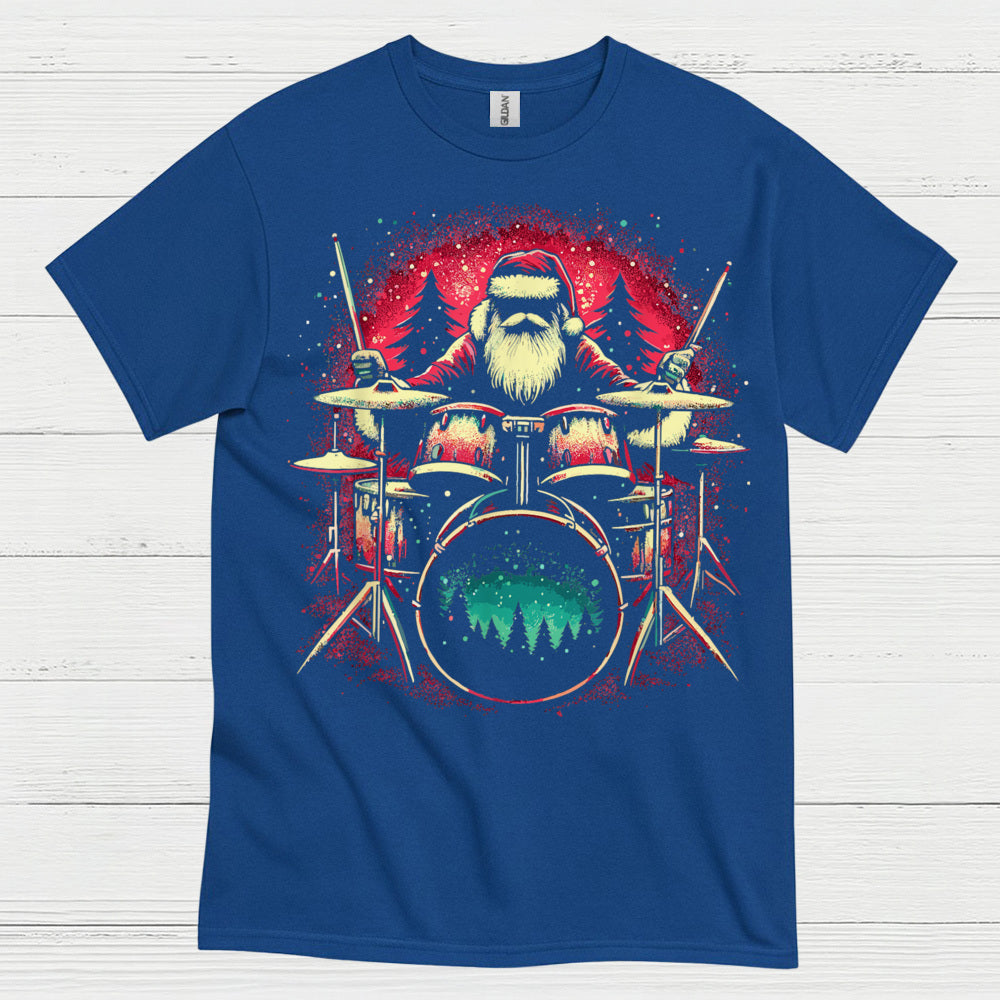 Santa Drummer Christmas T Shirt