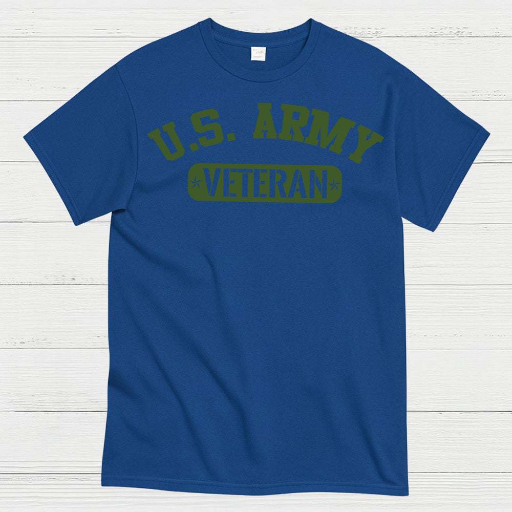 U.S. Army Veteran Military Green Text T-Shirt